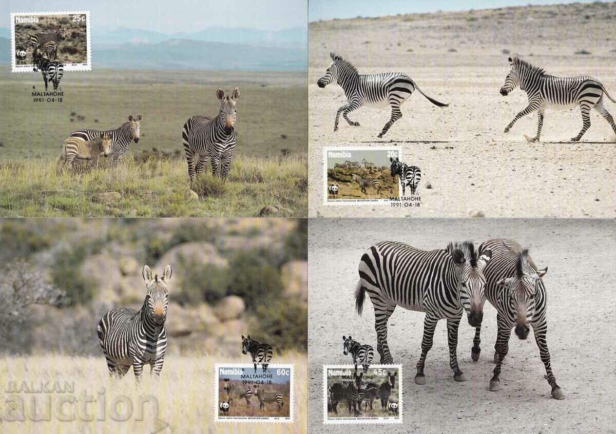 WWF Χάρτης μέγιστο KM Namibia 1991 Zebras