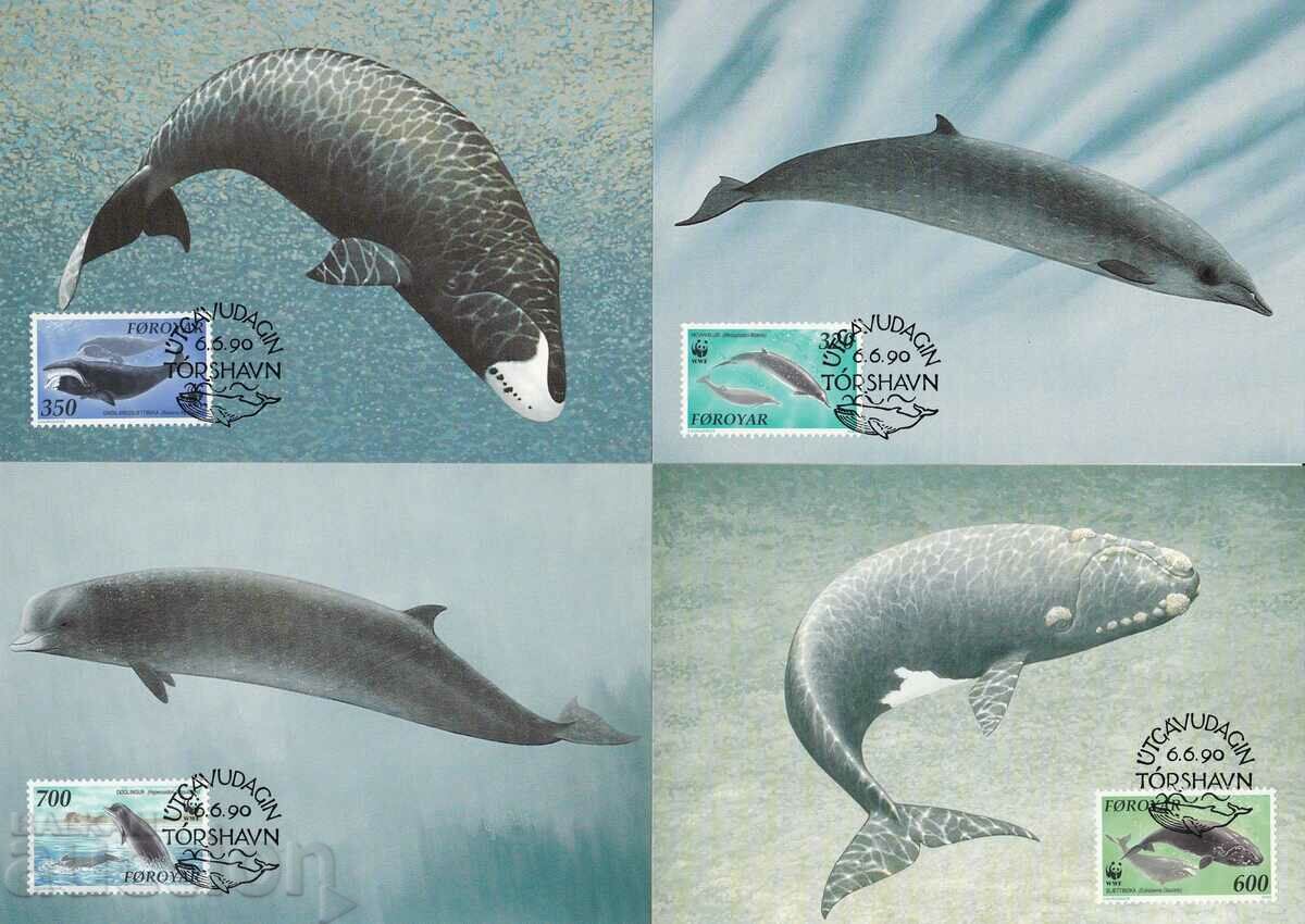 Χάρτης WWF μέγιστο KM Νησιά Φερόε 1990 Φάλαινες