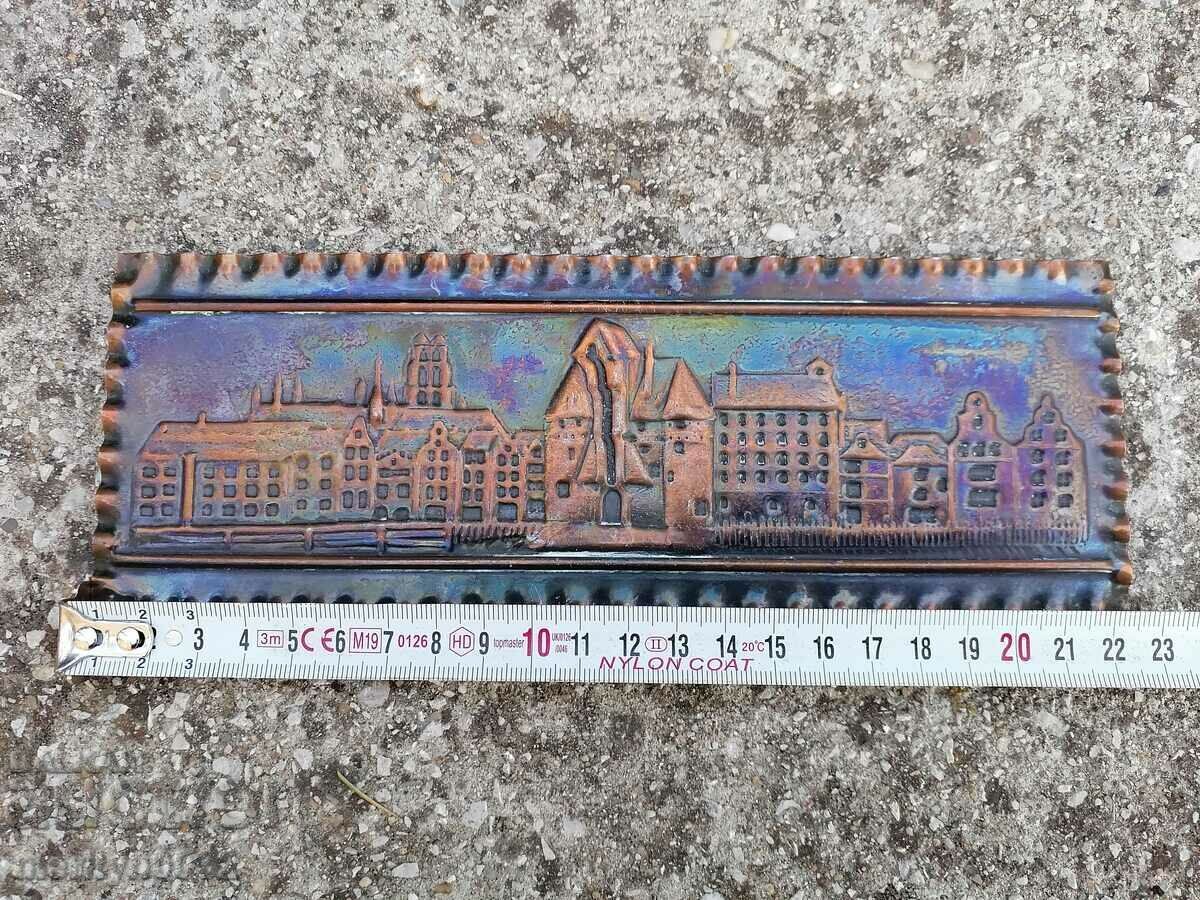 Auction Copper hammered wall panel Old Prague 22/8 cm Auction Copper hammered wall panel Old Prague 22/8 cm