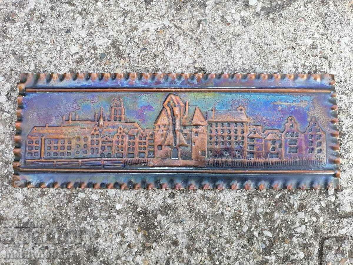 Copper hammered wall panel Old Prague 22/8 cm - 5 Copper hammered wall panel Old Prague 22/8 cm - 5