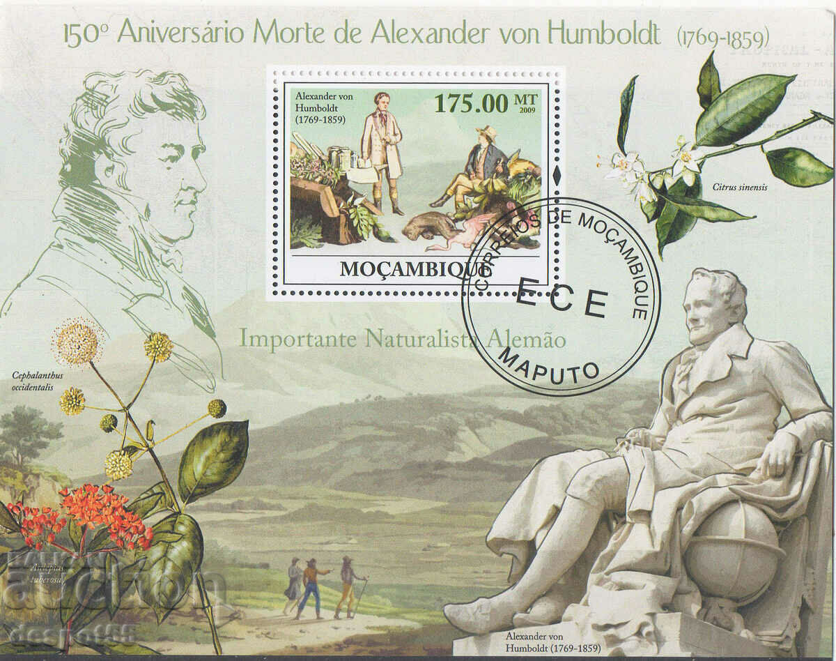 2009 Mozambique. 150 years since the death of Alexander Humboldt. Block