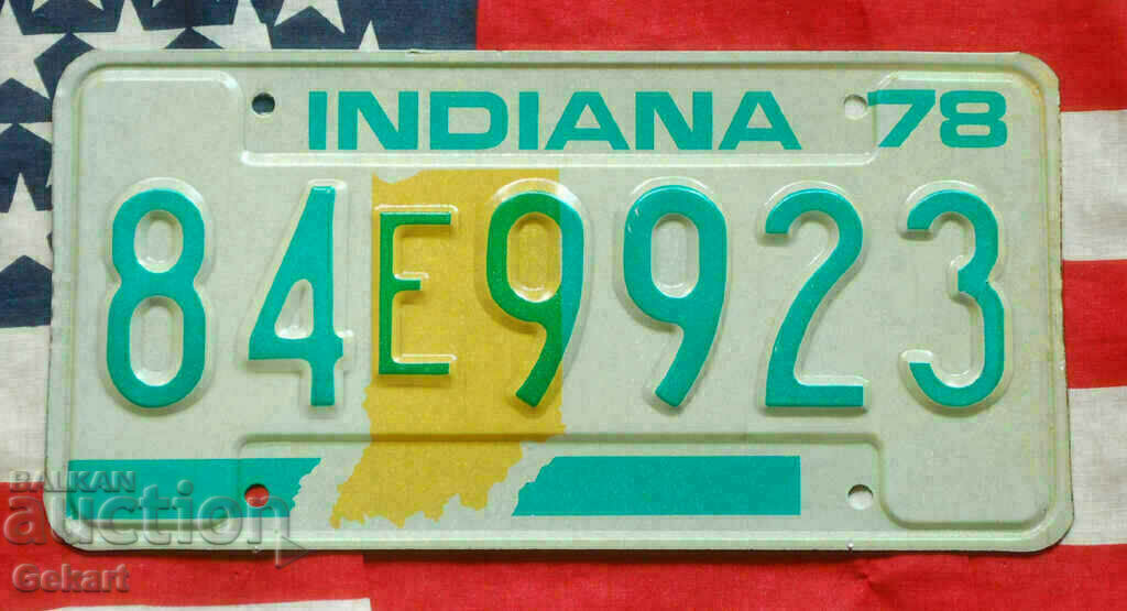 Американски регистрационен номер Табела INDIANA 1978