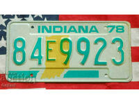 US License Plate INDIANA 1978