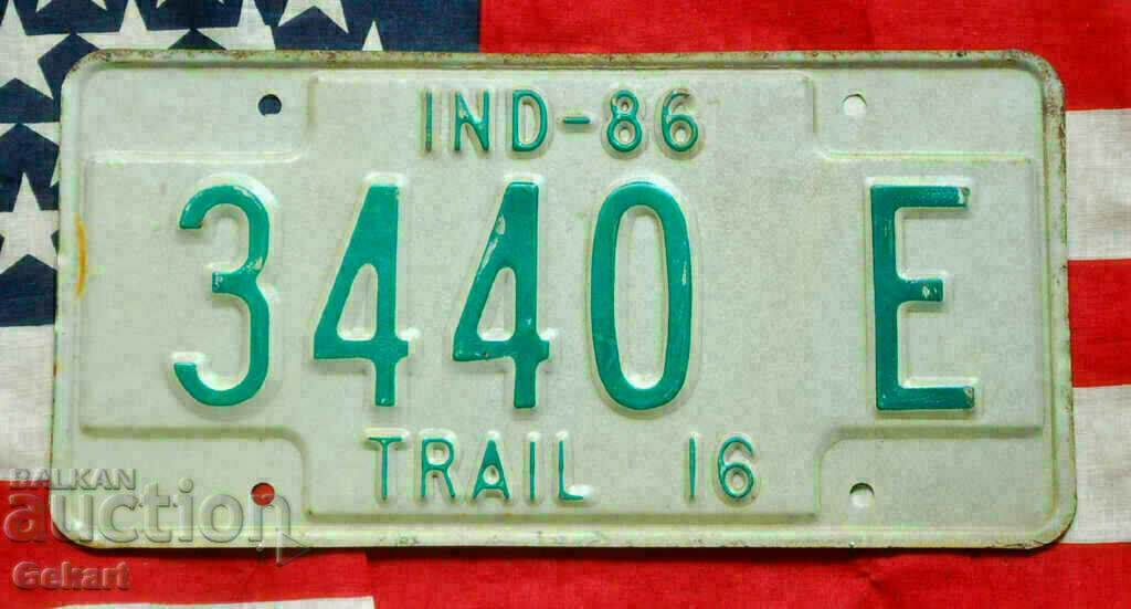 US License Plate INDIANA 1986