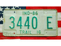 Американски регистрационен номер Табела INDIANA 1986