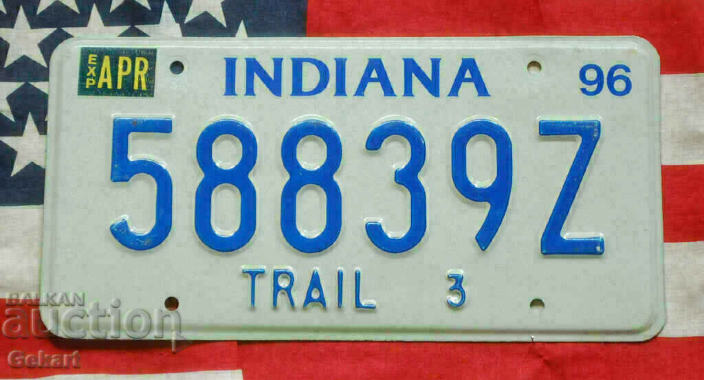Американски регистрационен номер Табела INDIANA 1996