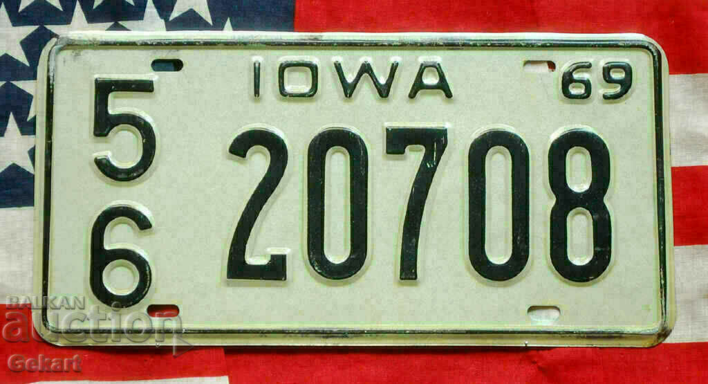 Πινακίδα ΗΠΑ IOWA 1969