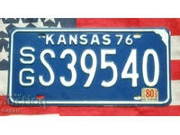 US License Plate KANSAS 1976