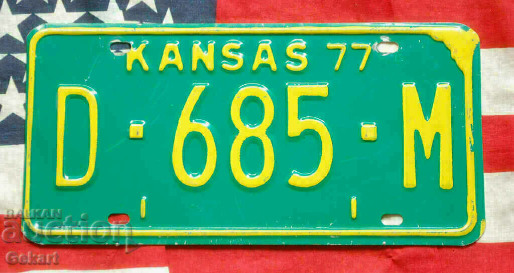 US License Plate KANSAS 1977