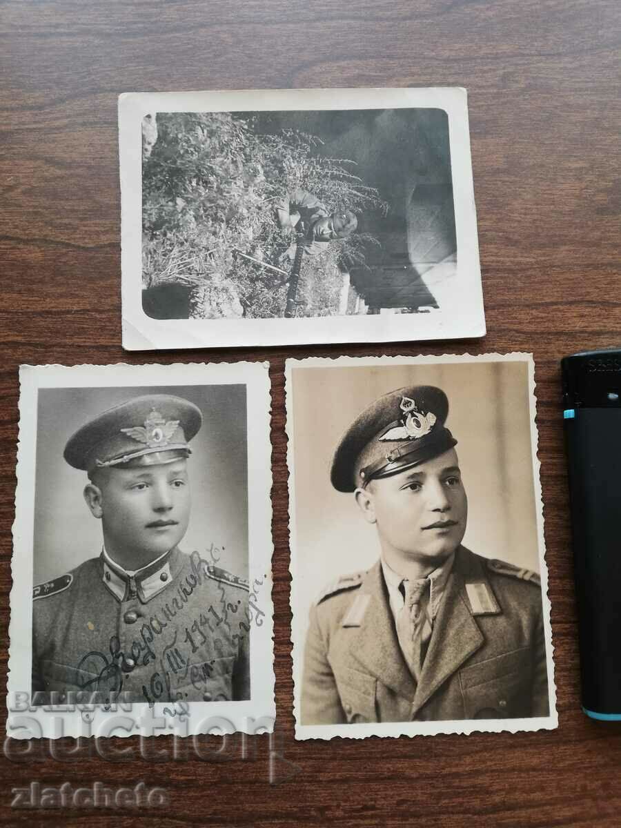 Old photo Kingdom of Bulgaria - Two pilots and a machine gunner