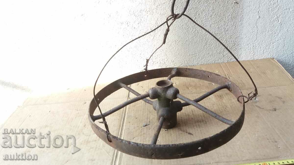 Auction SOLID FORGED WAGON WHEEL, PHAETON CHANDELIER Auction SOLID FORGED WAGON WHEEL, PHAETON CHANDELIER