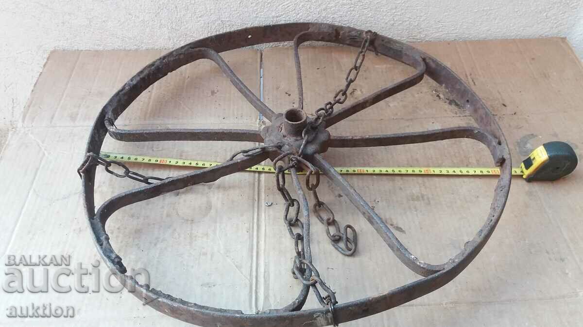 SOLID FORGED WAGON WHEEL PHAETON CHANDELIER HUGE - 6