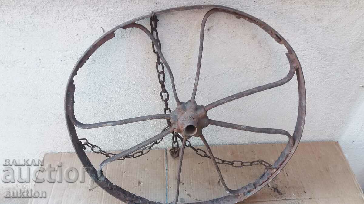 SOLID FORGED WAGON WHEEL PHAETON CHANDELIER HUGE - 7