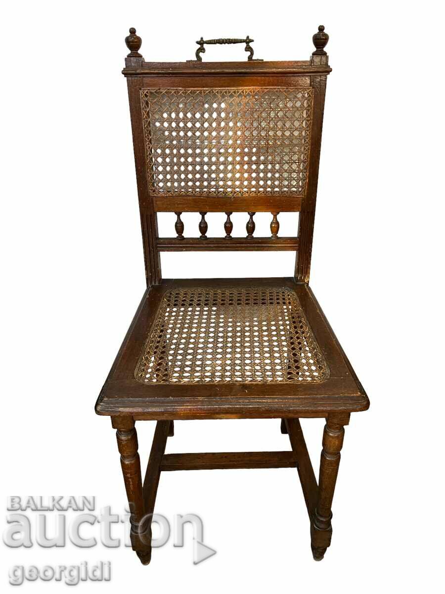 Old handmade rattan chair. #3280