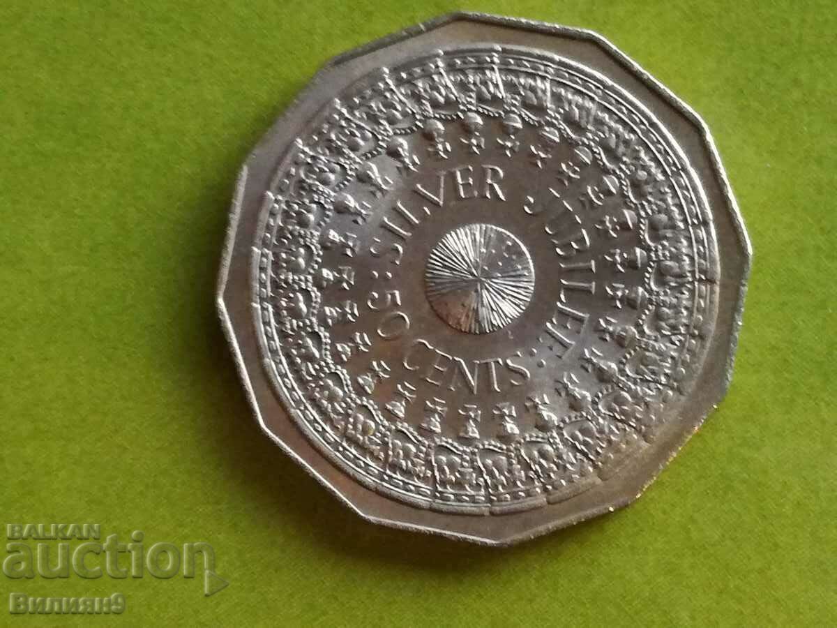 50 de cenți 1977 Australia „Jubileu de argint” BU