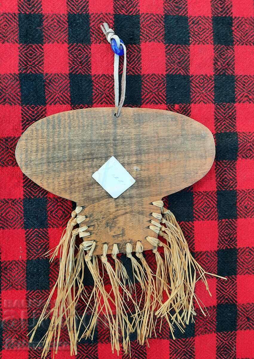Auction  Handmade walnut kooker mask for hanging