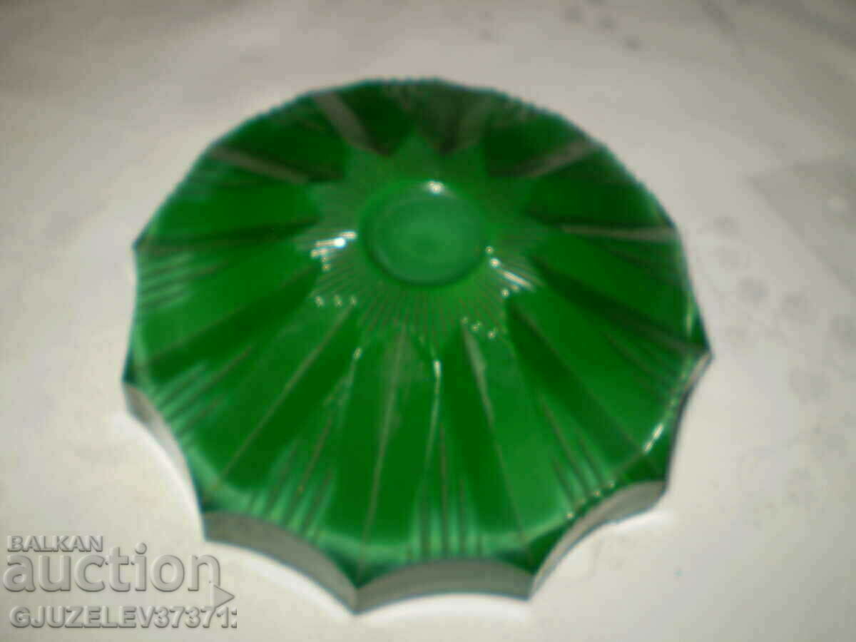 Art deco ashtray Bohemia 1930 in malachite glass - 5