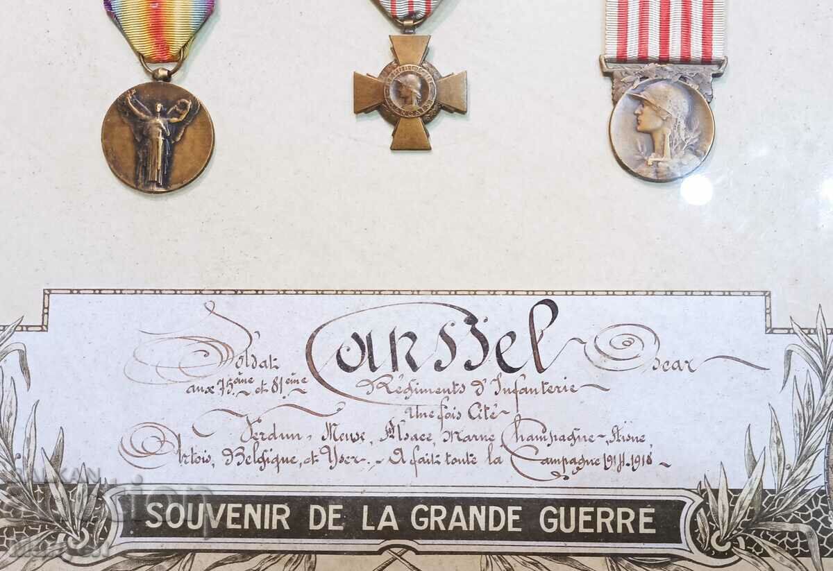 Παράδοση Παλιά σανίδα με μετάλλια και πιστοποιητικό, PSV-Γαλλία.