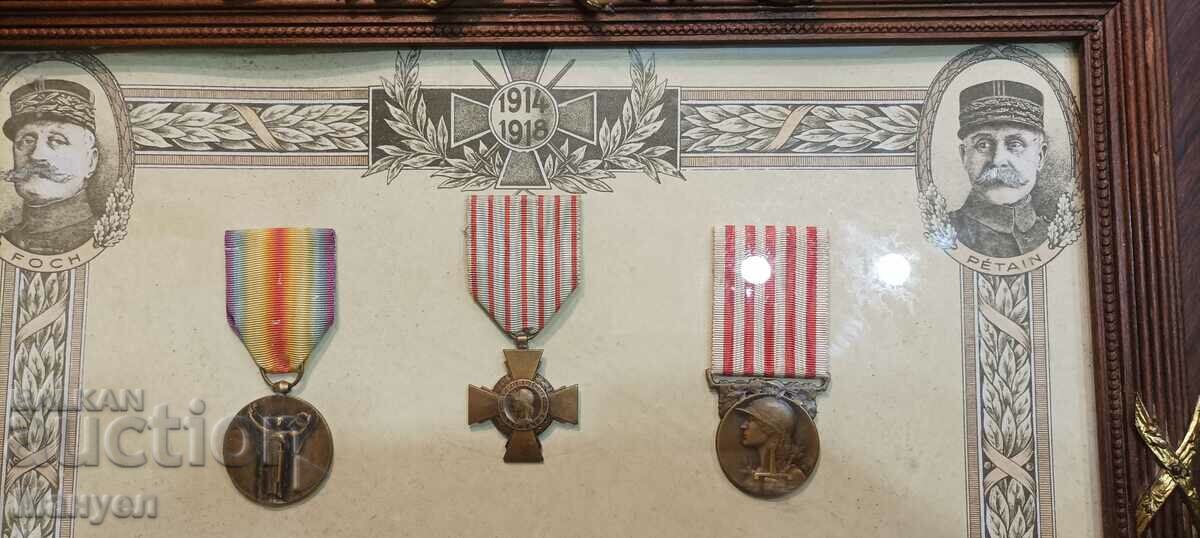 Παλιά σανίδα με μετάλλια και πιστοποιητικό, PSV-Γαλλία. - 6