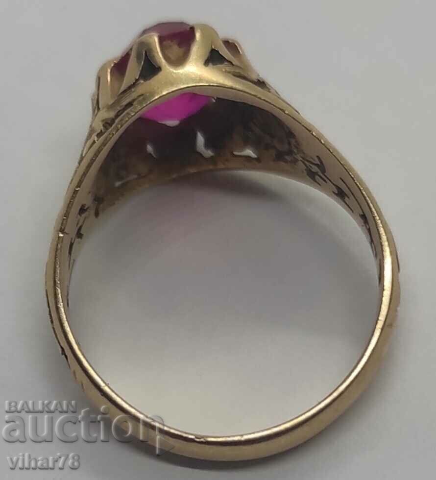 Gold ring with ruby - 7 Gold ring with ruby - 7