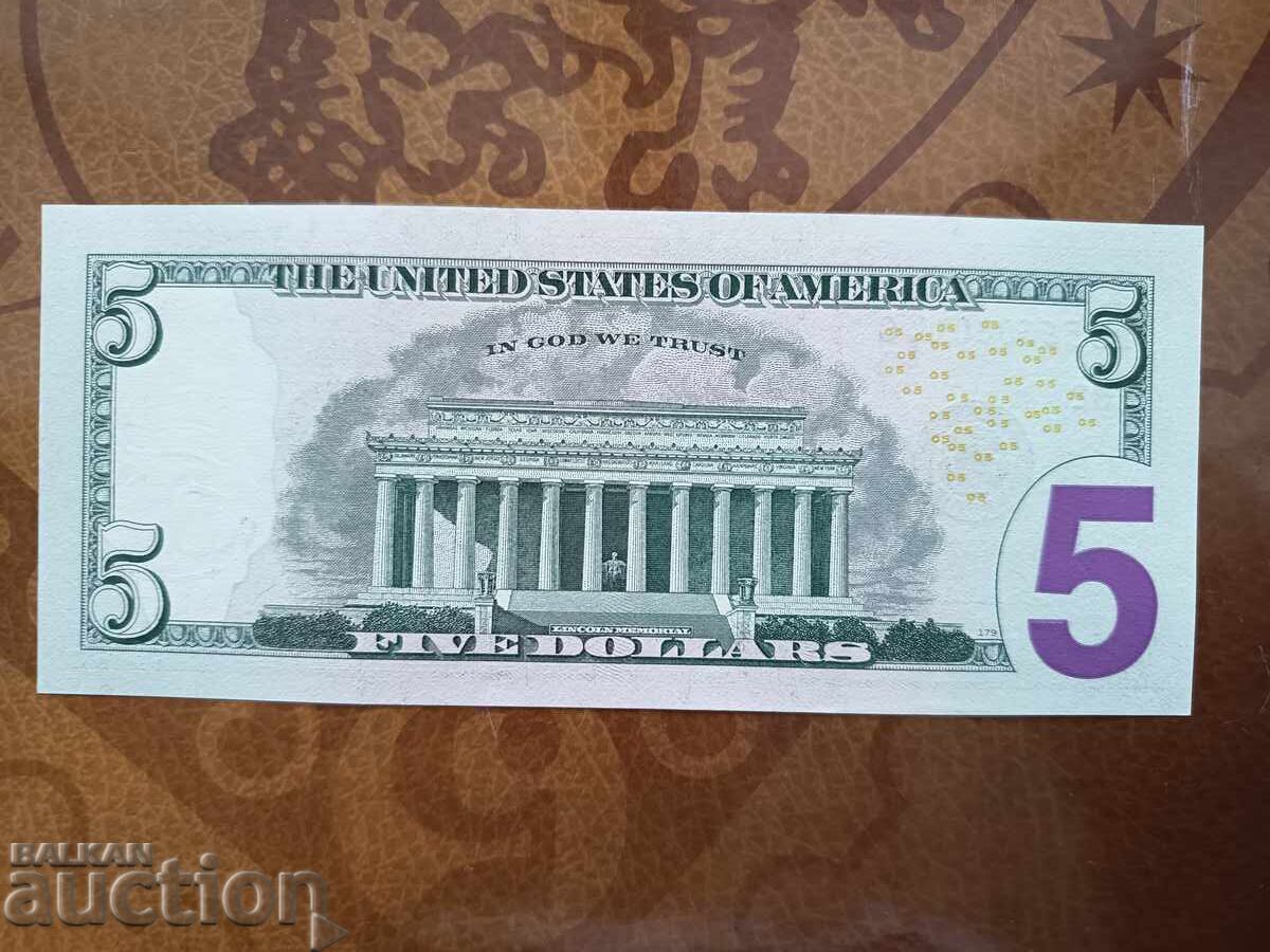 Auction US 5 Dollar Note from 2013 UNC Auction US 5 Dollar Note from 2013 UNC