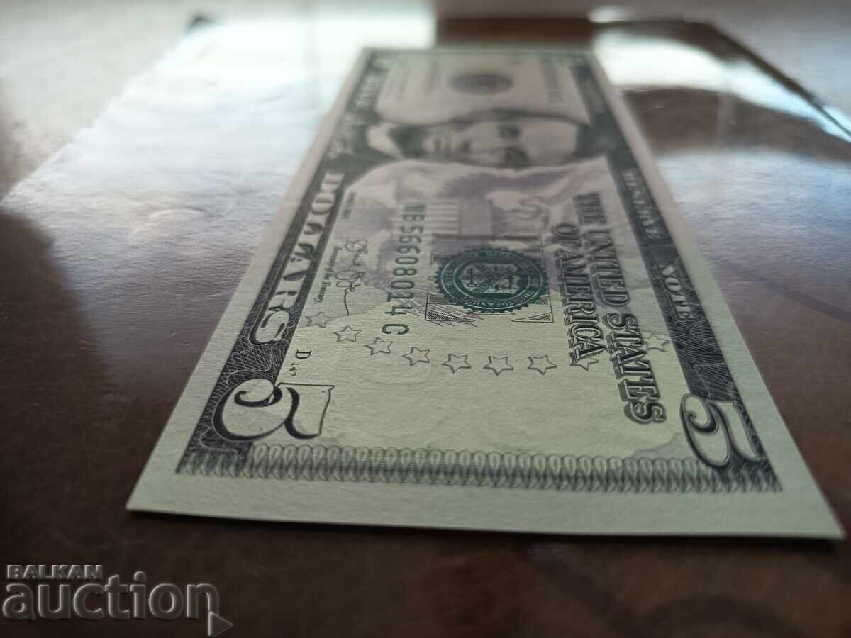 US 5 Dollar Note from 2013 UNC - 6 US 5 Dollar Note from 2013 UNC - 6