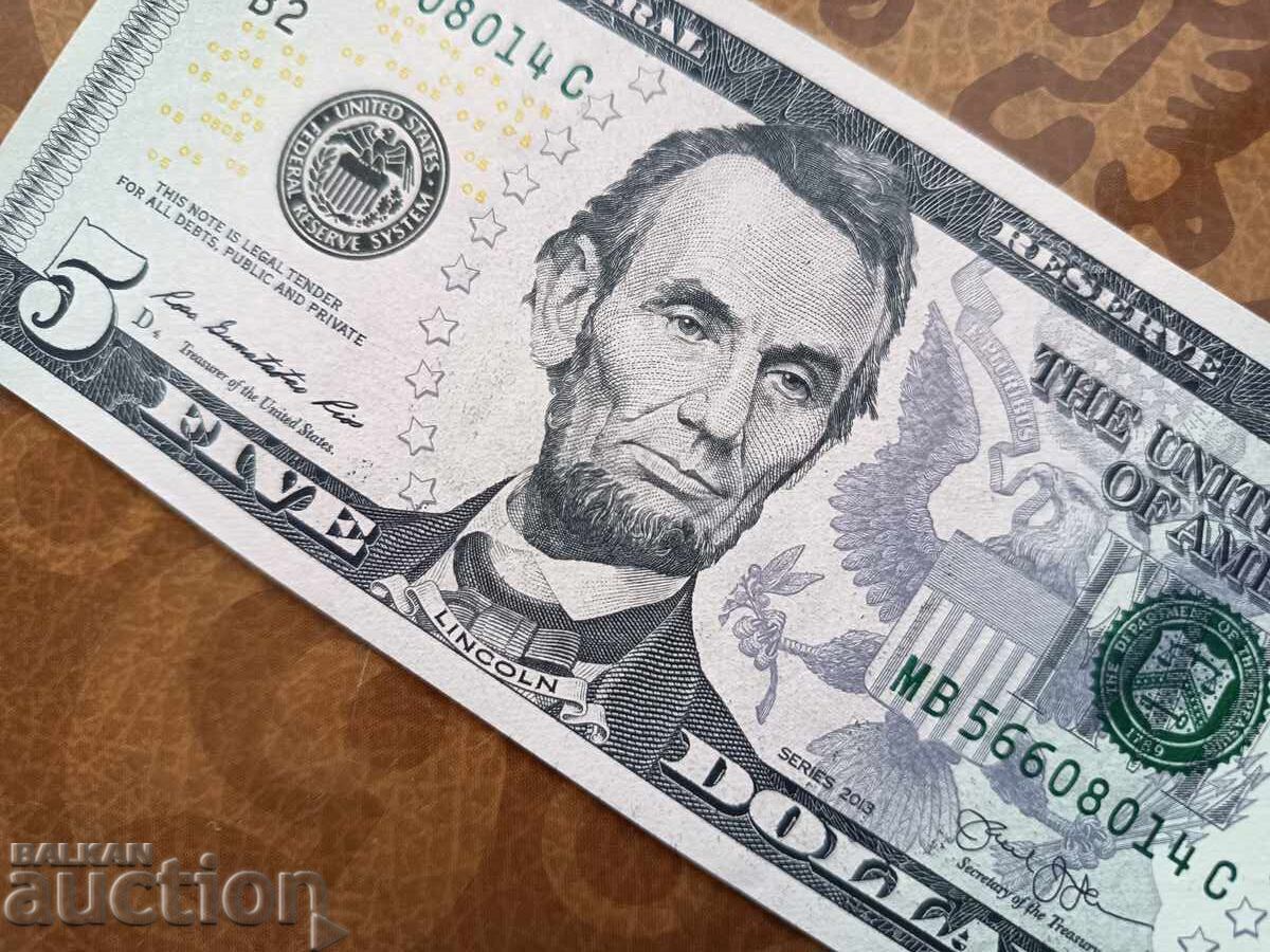 US 5 Dollar Note from 2013 UNC - 7 US 5 Dollar Note from 2013 UNC - 7