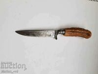 Hunting knife with antler handle