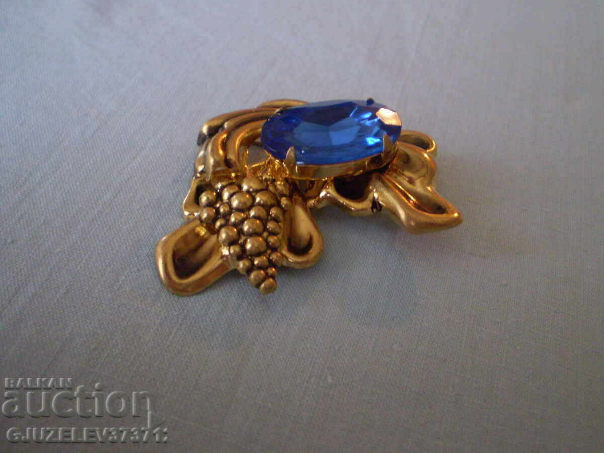 Δημοπρασία Vintage κορδέλα καρφίτσα ορείχαλκο μπλε απλικέ Δημοπρασία Vintage κορδέλα καρφίτσα ορείχαλκο μπλε απλικέ