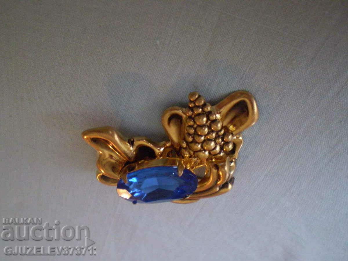 Vintage κορδέλα καρφίτσα ορείχαλκο μπλε απλικέ - 5 Vintage κορδέλα καρφίτσα ορείχαλκο μπλε απλικέ - 5