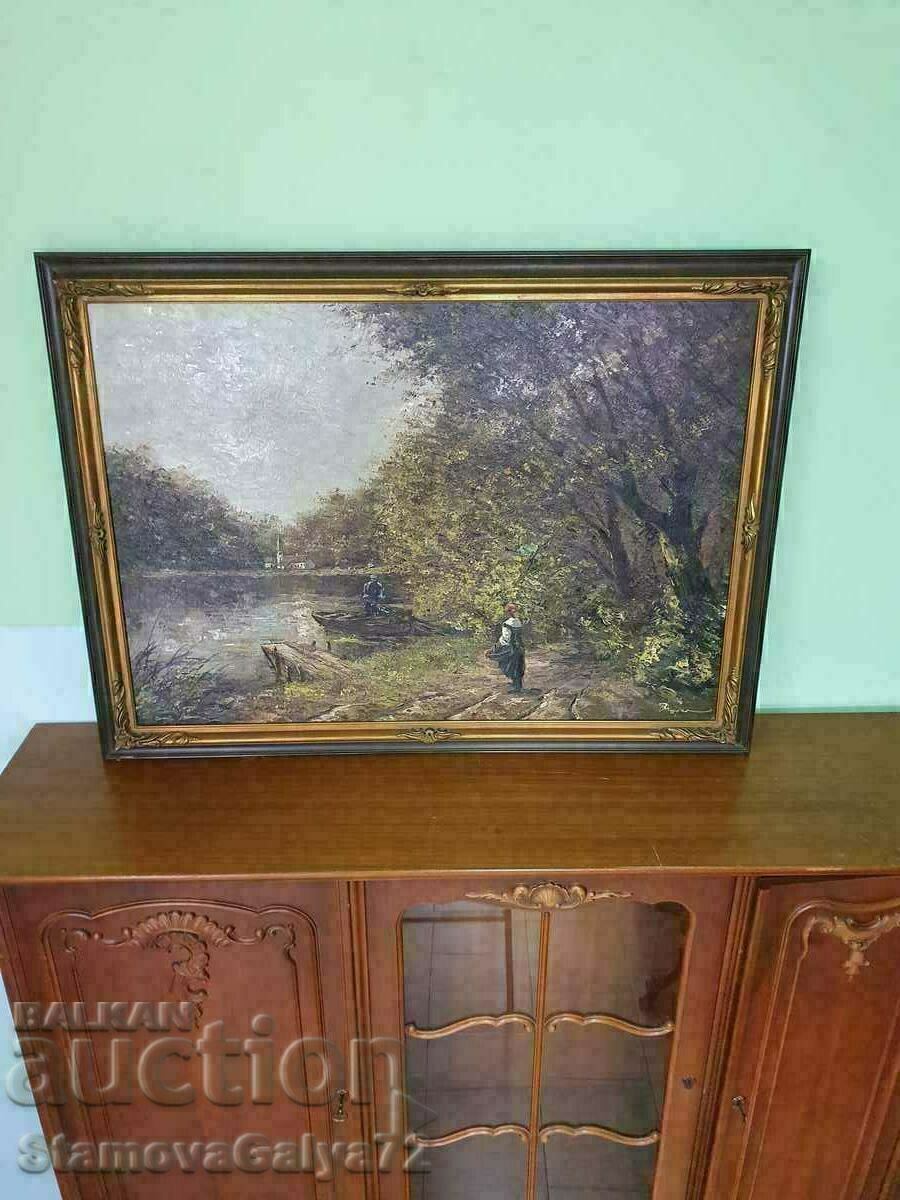 Unique antique author master painting oil canvas - 6