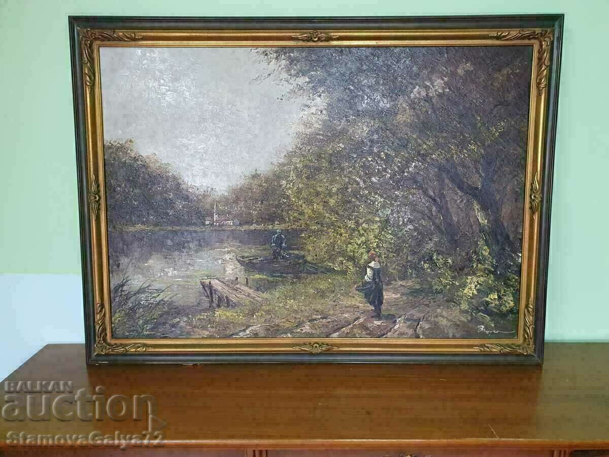Unique antique author master painting oil canvas - 7