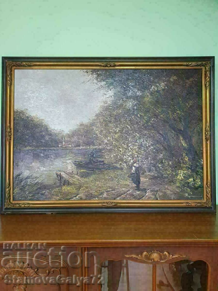 Pânză unică de pictură în ulei de autor antic Pânză unică de pictură în ulei de autor antic