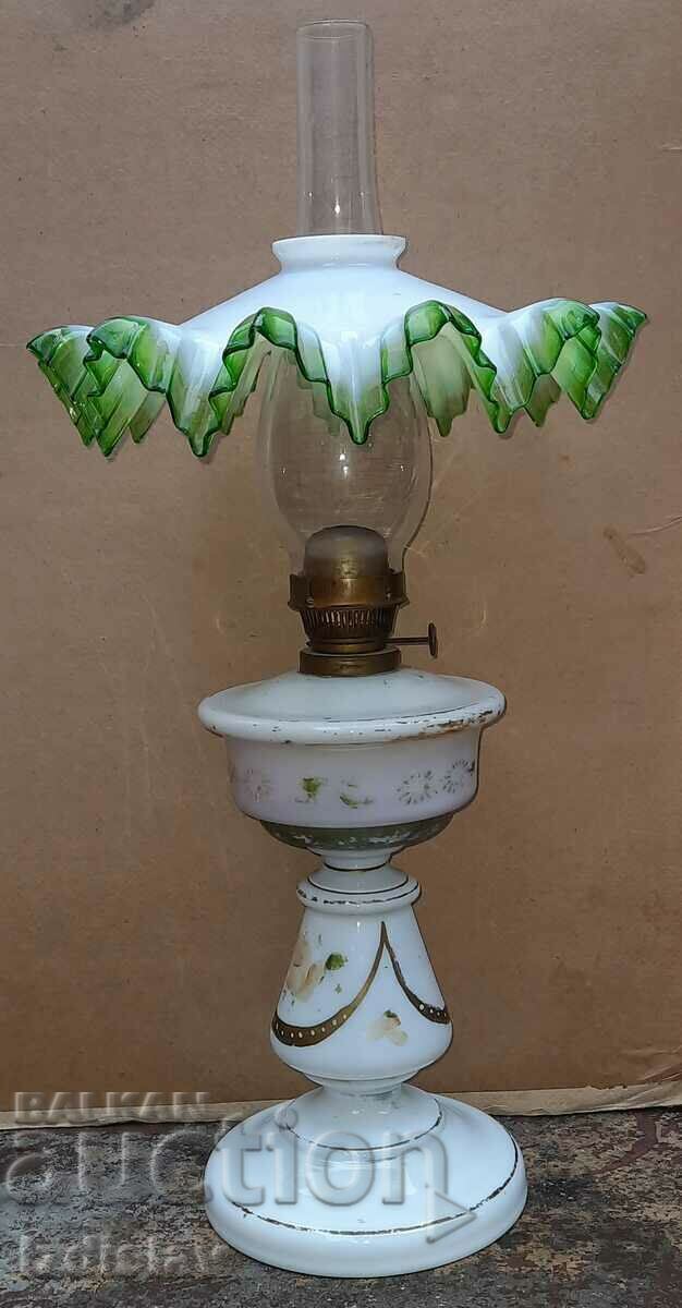 Vintage hand painted glass gas lamp - 5 Vintage hand painted glass gas lamp - 5