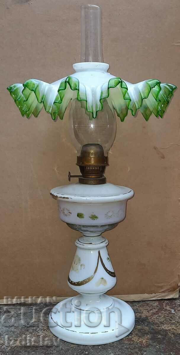 Vintage hand painted glass gas lamp Vintage hand painted glass gas lamp