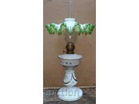 Vintage hand painted glass gas lamp