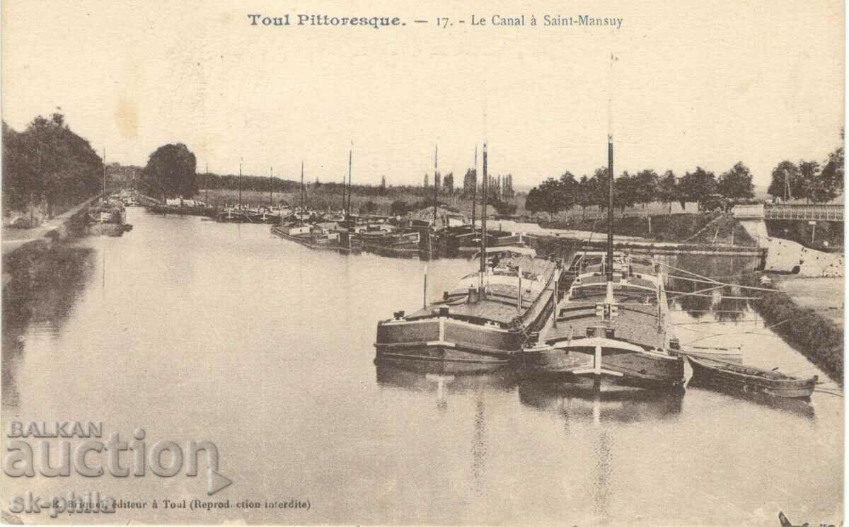 Old postcard - Thule, Canal, ships
