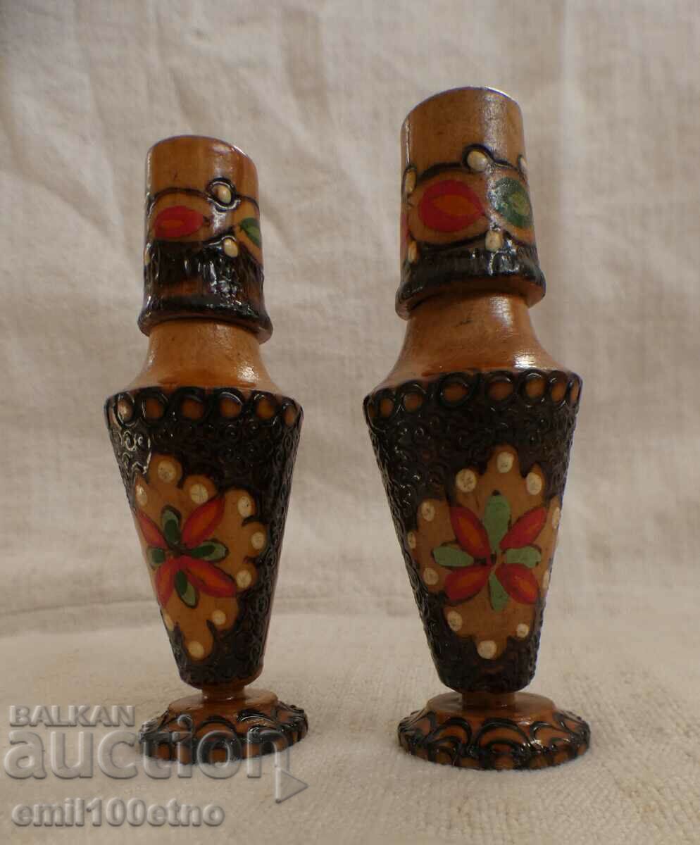 Wooden bottles 2 pieces souvenir Bulgarian rose with price 6.00 BGN | € 3.07