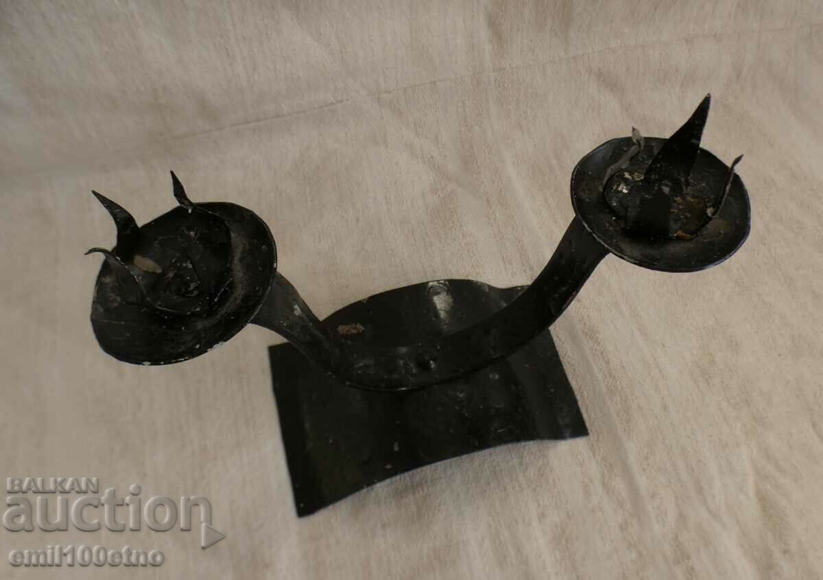 Old tin candelabra with price 2.00 BGN | € 1.02 Old tin candelabra with price 2.00 BGN | € 1.02