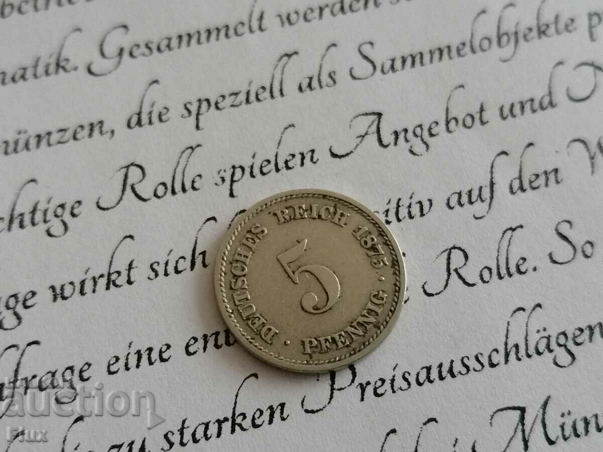 Moneda Reich - Germania - 5 pfennigs 1875; seria A