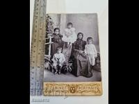 Стара снимка картон баба и внучета      К 373
