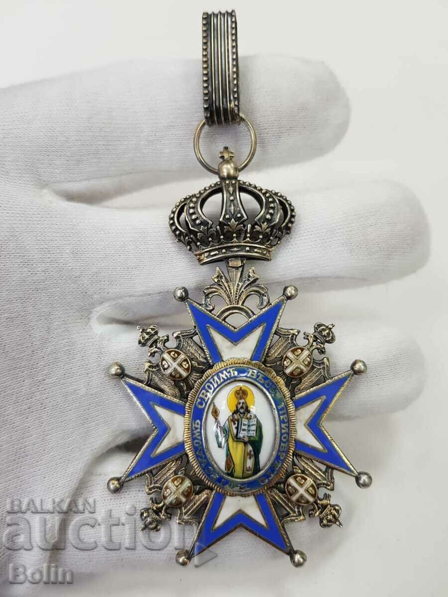 Рядък сръбски царски Орден Св. Сава 3 ст.