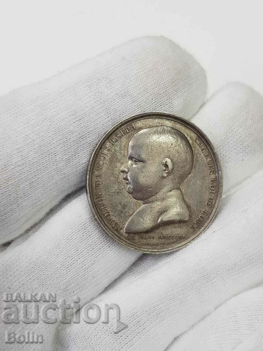 Rare 1811 Napoleon and Marie Louise Table Medal Silver. - 5