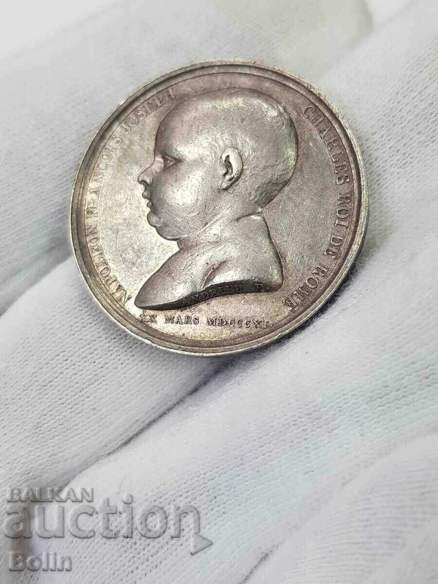 Σπάνιο Ασημένιο Μετάλλιο Τραπέζιου Ναπολέοντα και Μαρί Λουίζ 1811. - 6