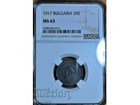 1917 20 cent coin NGC MS 63