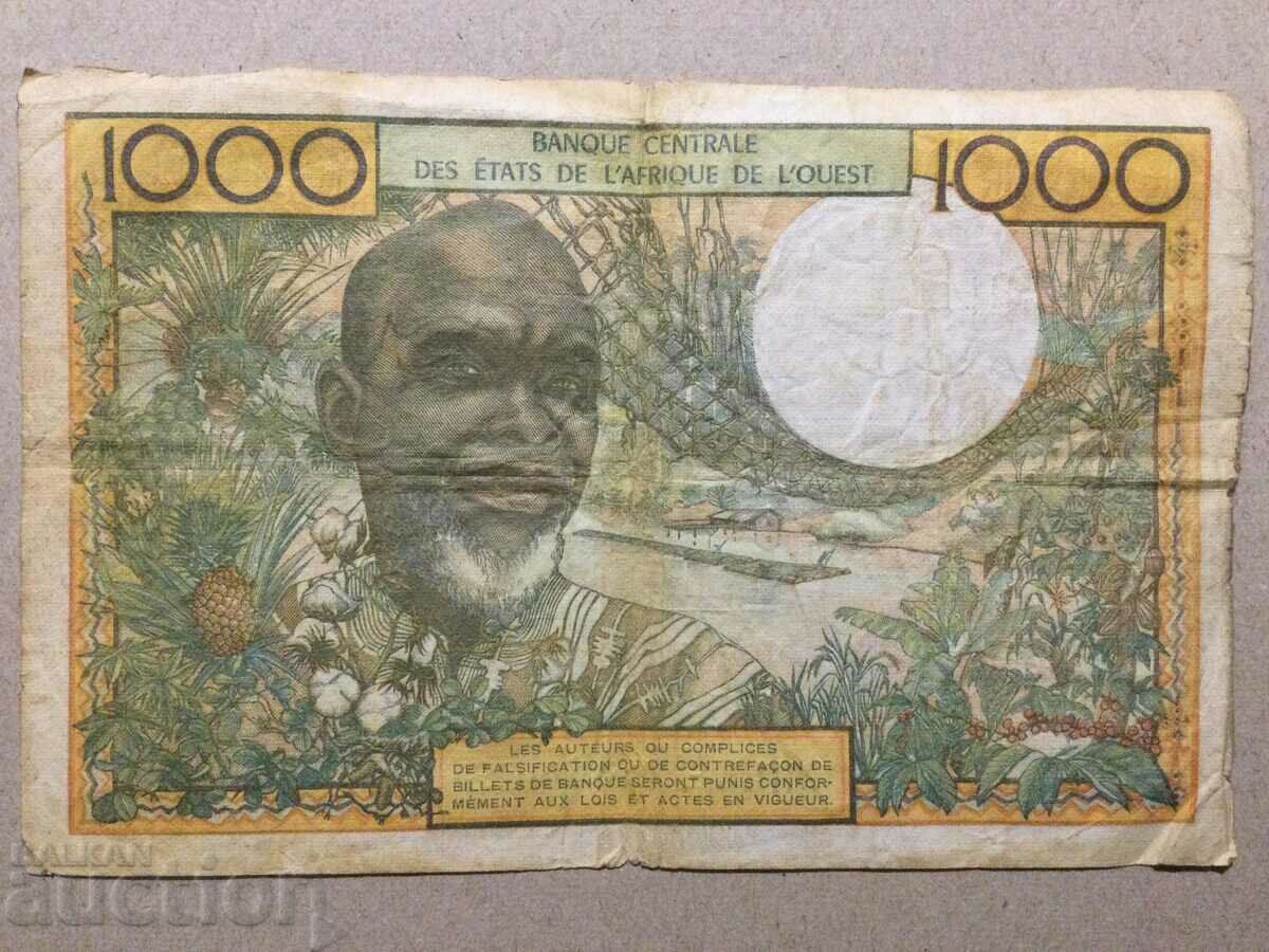 West Africa 1000 francs 1959-1965 Ivory Coast with price 24.00 BGN | € 12.27