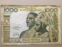 Africa de Vest 1000 de franci 1959-1965 Coasta de Fildeș