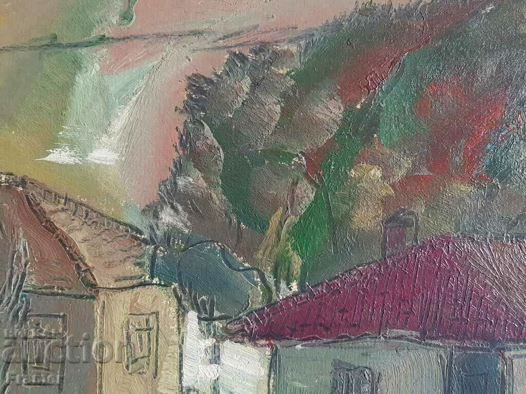 Delivery of Tsvetan Tsonev 1936 - 2004 By the sea Houses 1982 oil paints Delivery of Tsvetan Tsonev 1936 - 2004 By the sea Houses 1982 oil paints