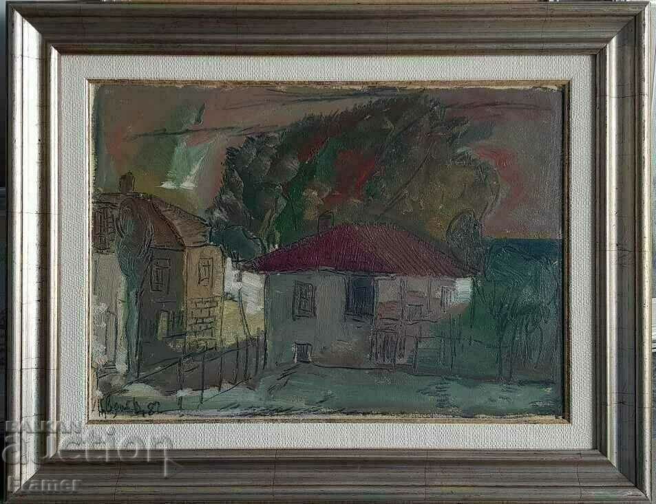 Tsvetan Tsonev 1936 - 2004 Case de lângă mare 1982 vopsele de ulei