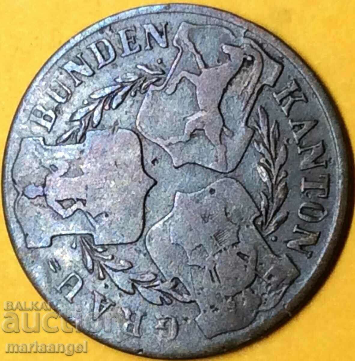1836 1 батцен Швейцария  кантон Граубюнден сребро